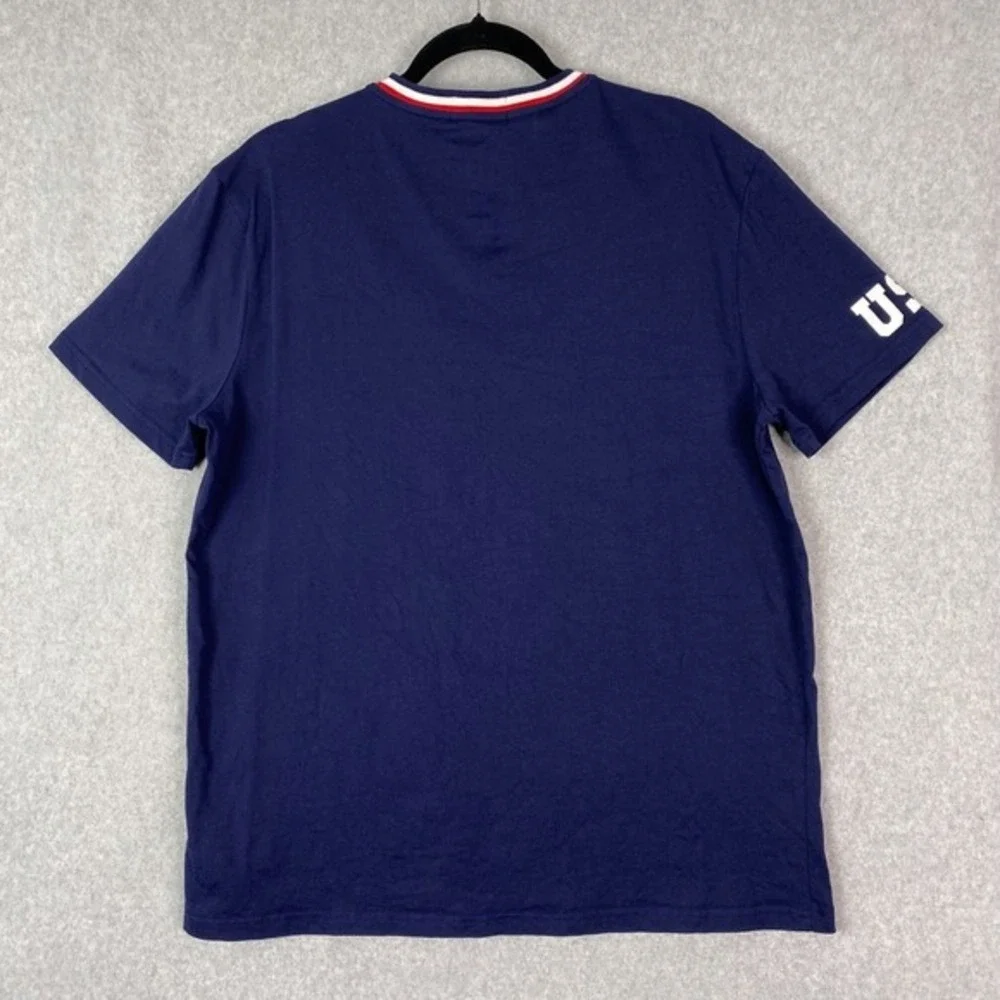 Polo Ralph Lauren Shirt Mens‎ L Navy Blue USA Shield Crewneck Short Sleeve